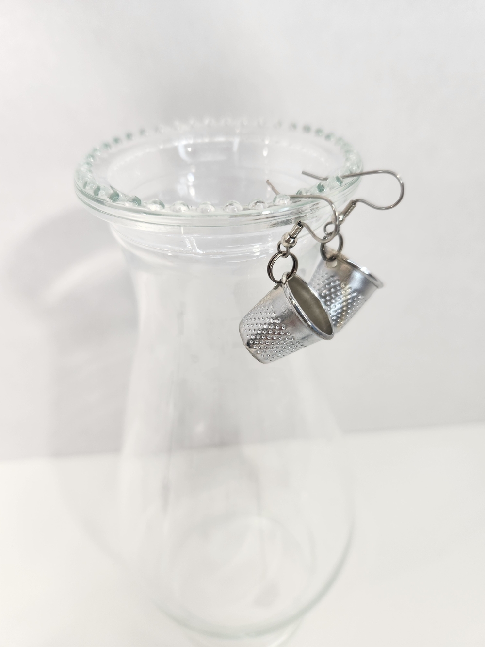Silver Thimble Drop Earrings